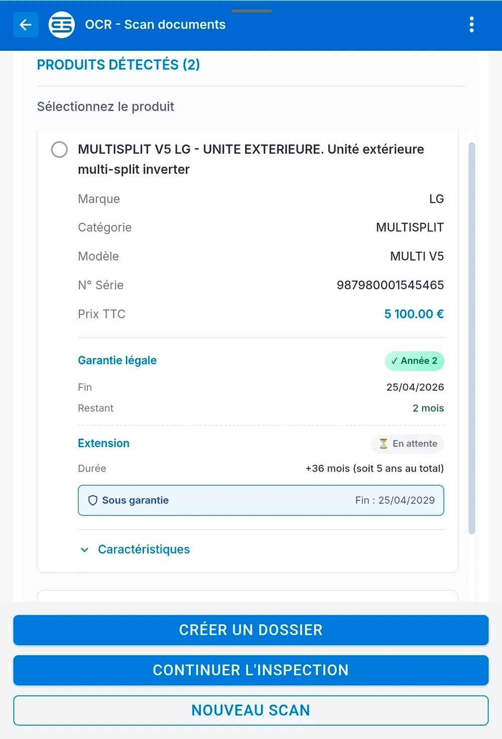 Résultat OCR avec produits détectés