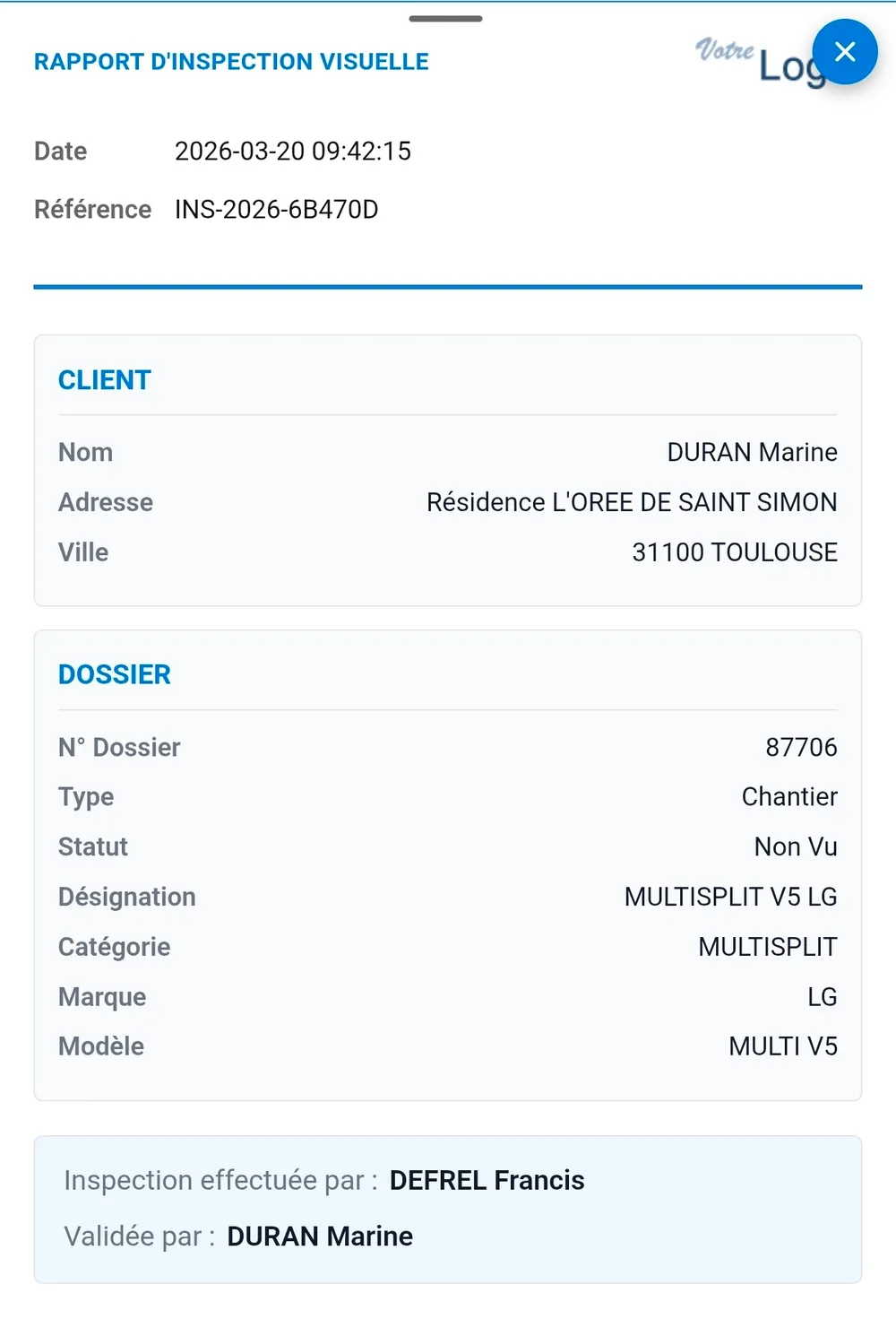 Rapport PDF généré par Mobi Scan