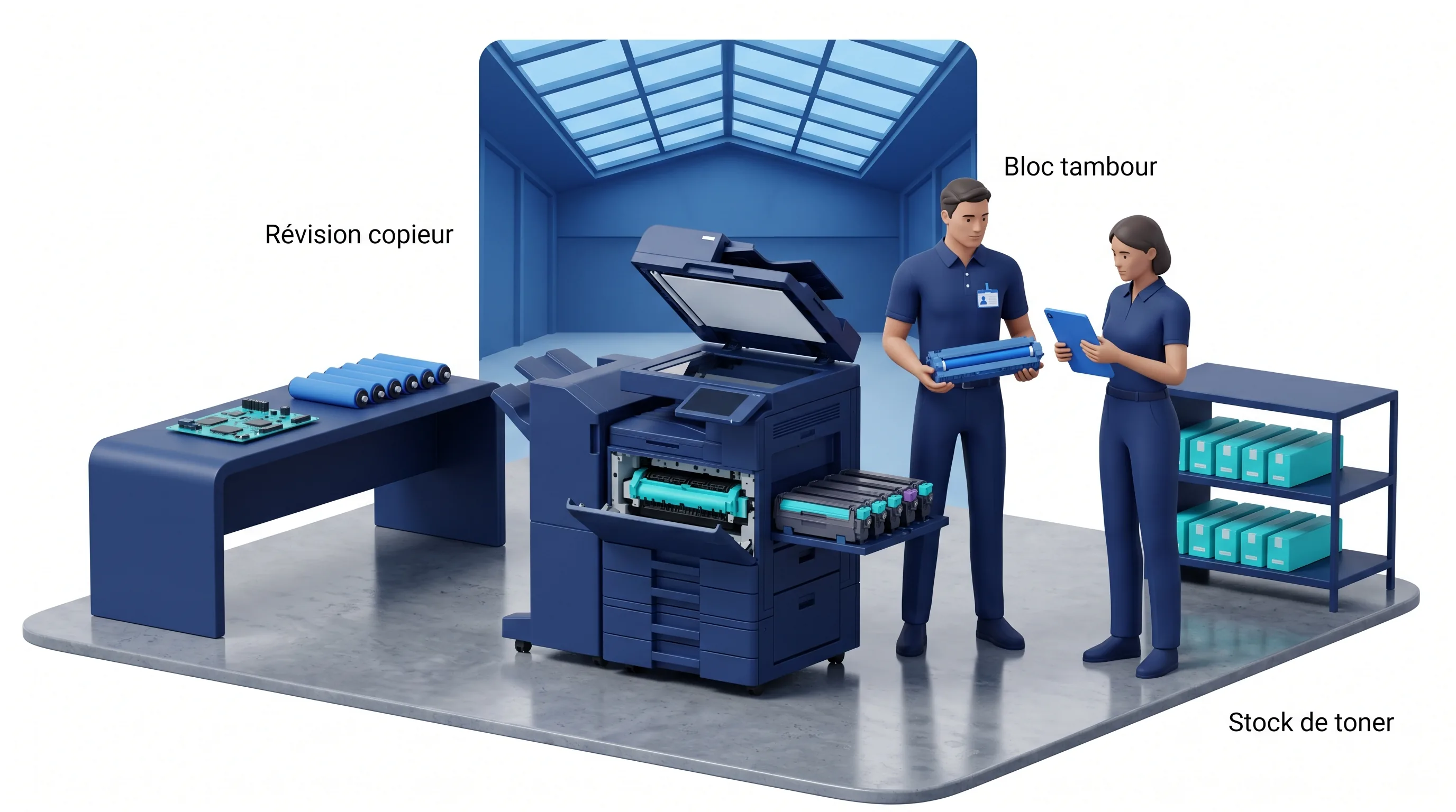 Atelier de révision de copieurs multifonctions et de cartouches
