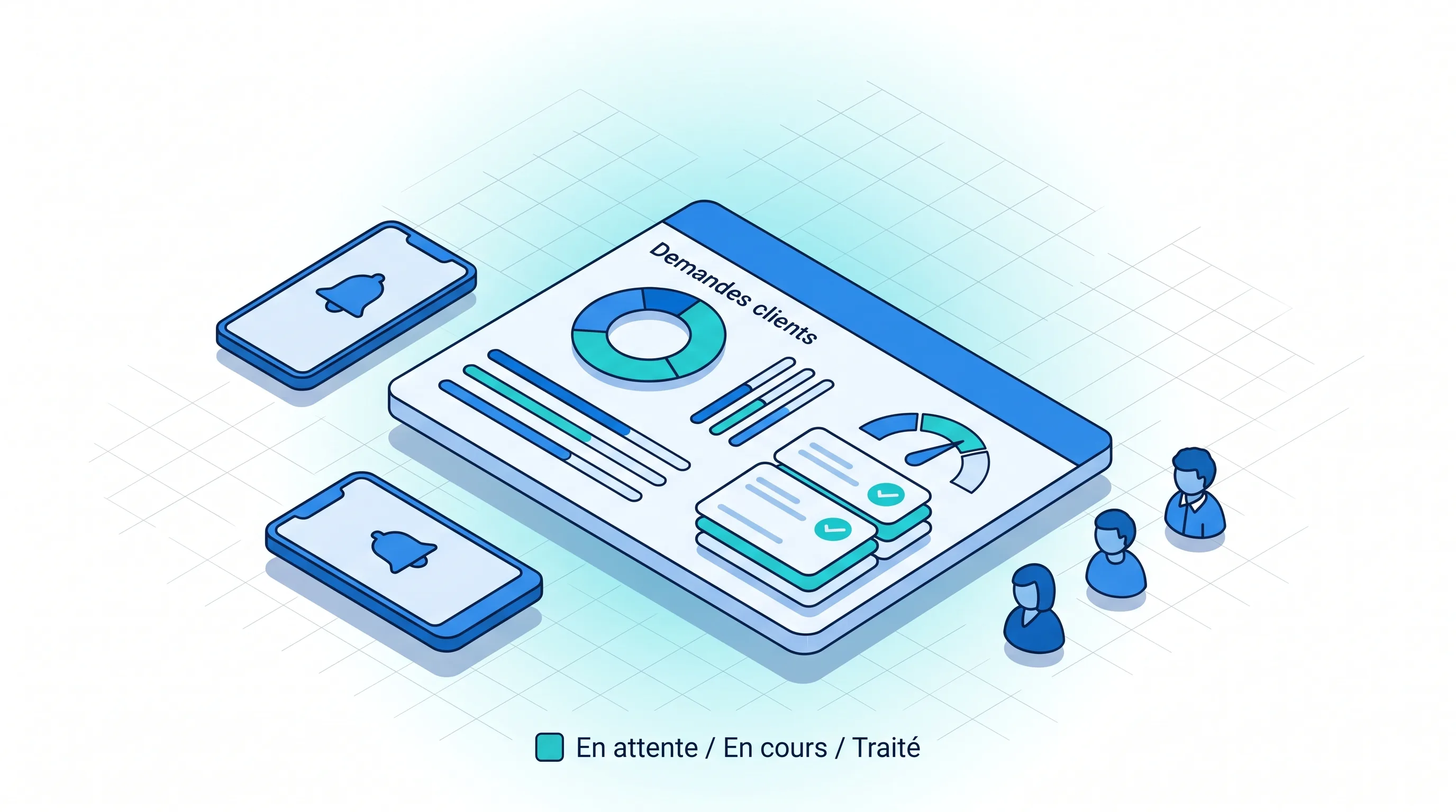 Logiciel Centre d'Appel Service 9000 : suivi et gestion des demandes clients avec niveaux d'urgence, escalade, délais d'intervention contractuels et statuts en temps réel