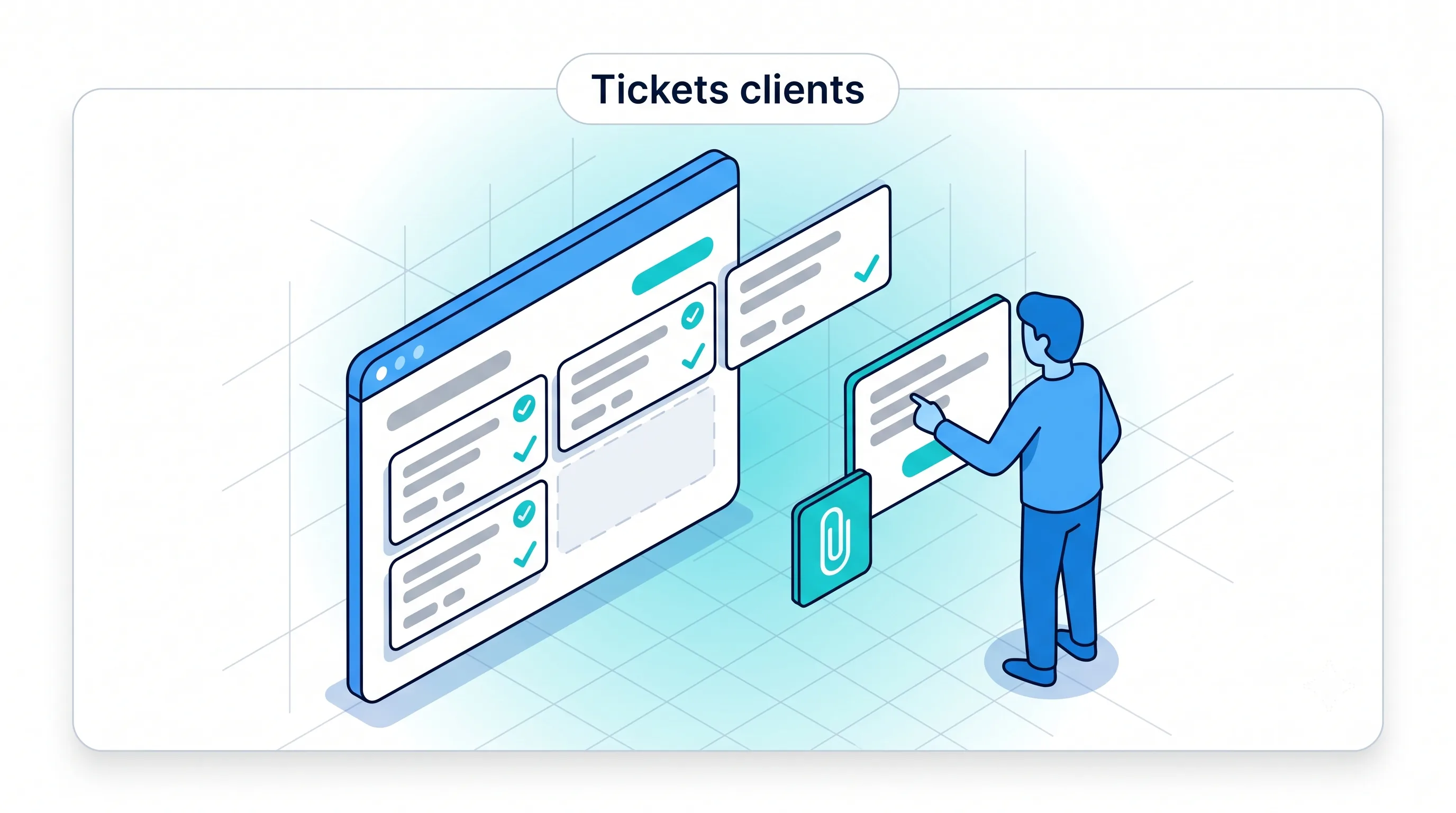 Gestion des tickets clients - Service 9000 Gestion des tickets clients du centre d'appel Service 9000 via le portail internet client : création de tickets, documents joints et solde des contrats temps