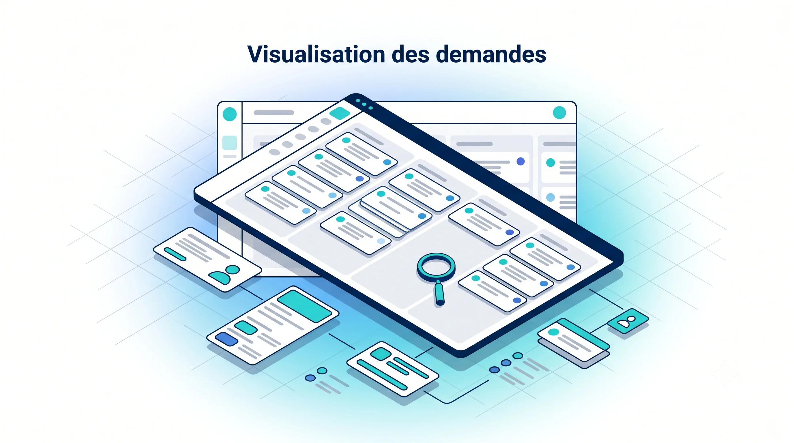 Visualisation instantanée des demandes - Service 9000 Visualisation instantanée des demandes du centre d'appel Service 9000 : listes par service, intervenant et statut, demandes en cours, traitées ou hors délai