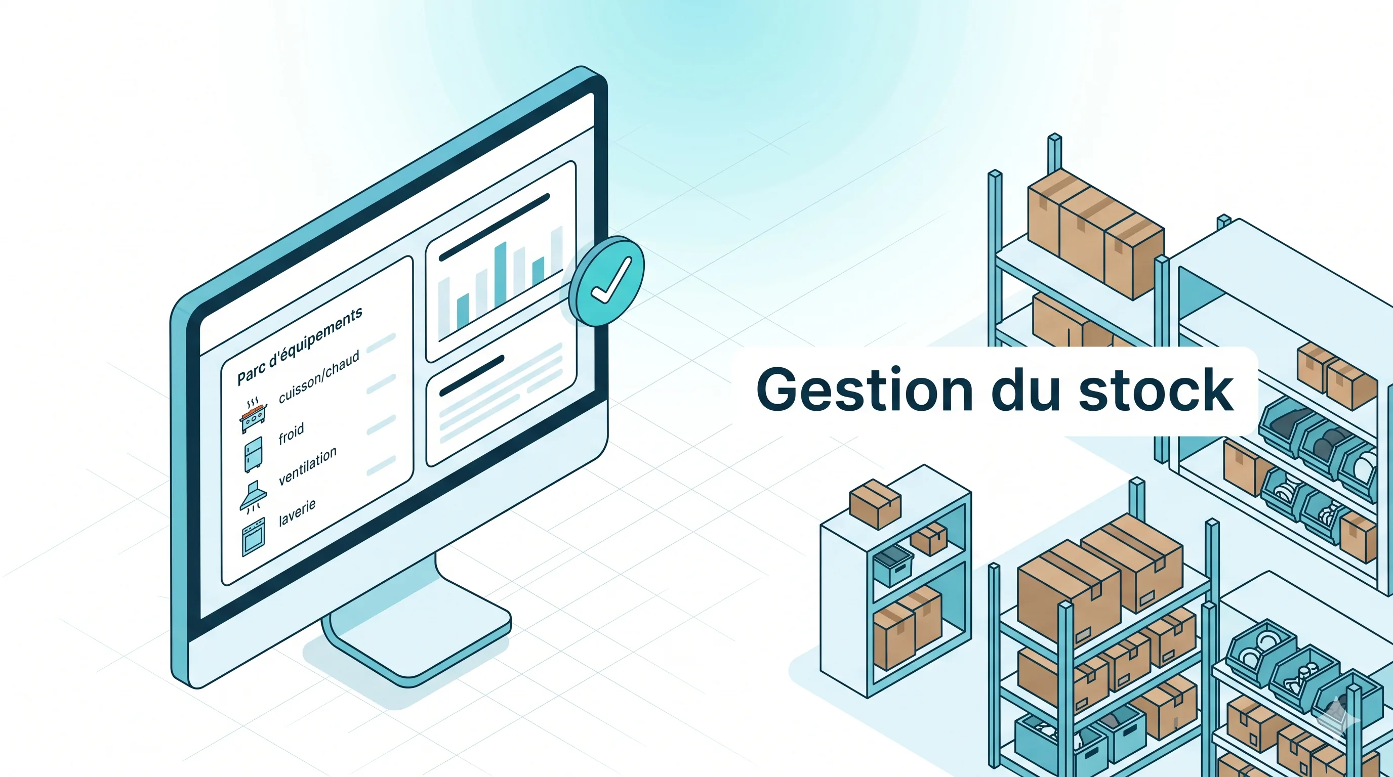 Gestion du parc d'équipements et du stock pour la cuisine professionnelle - Service 9000 Gestion du parc d'équipements de cuisine professionnelle (chaud, froid, ventilation, laverie) et du stock de pièces.