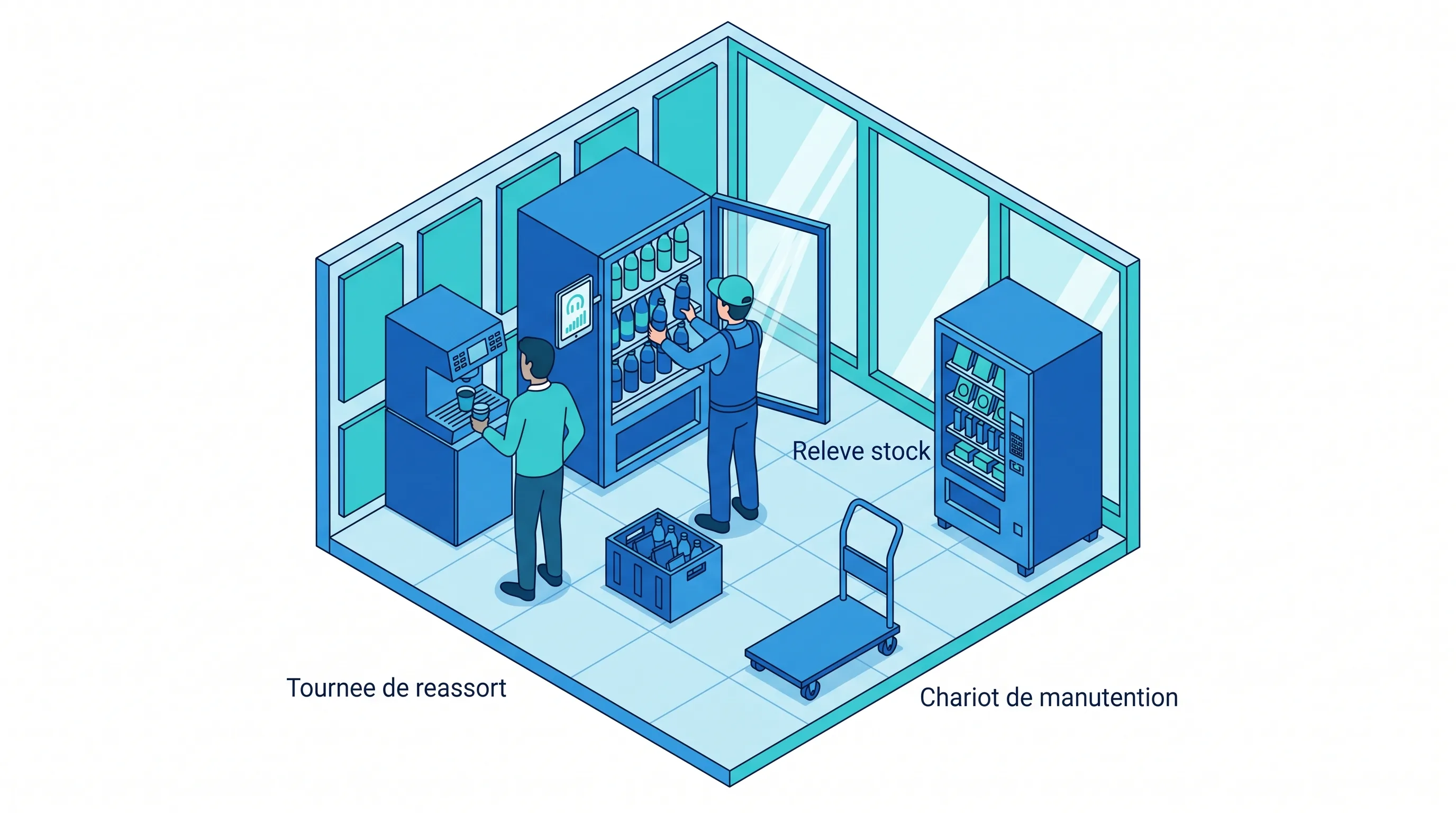 Réapprovisionnement d'un distributeur automatique en entreprise