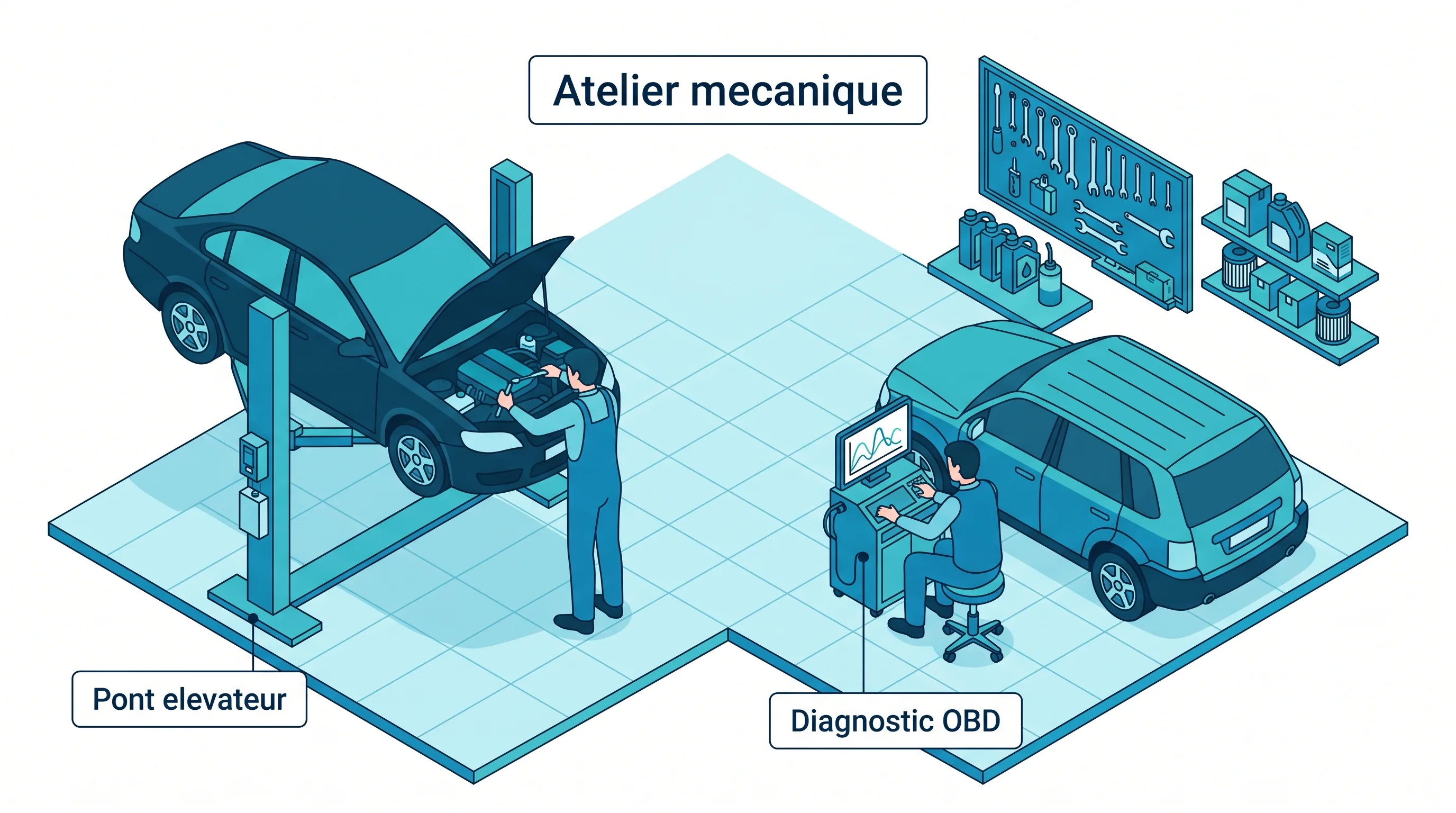 Atelier de garage automobile equipé de Service 9000