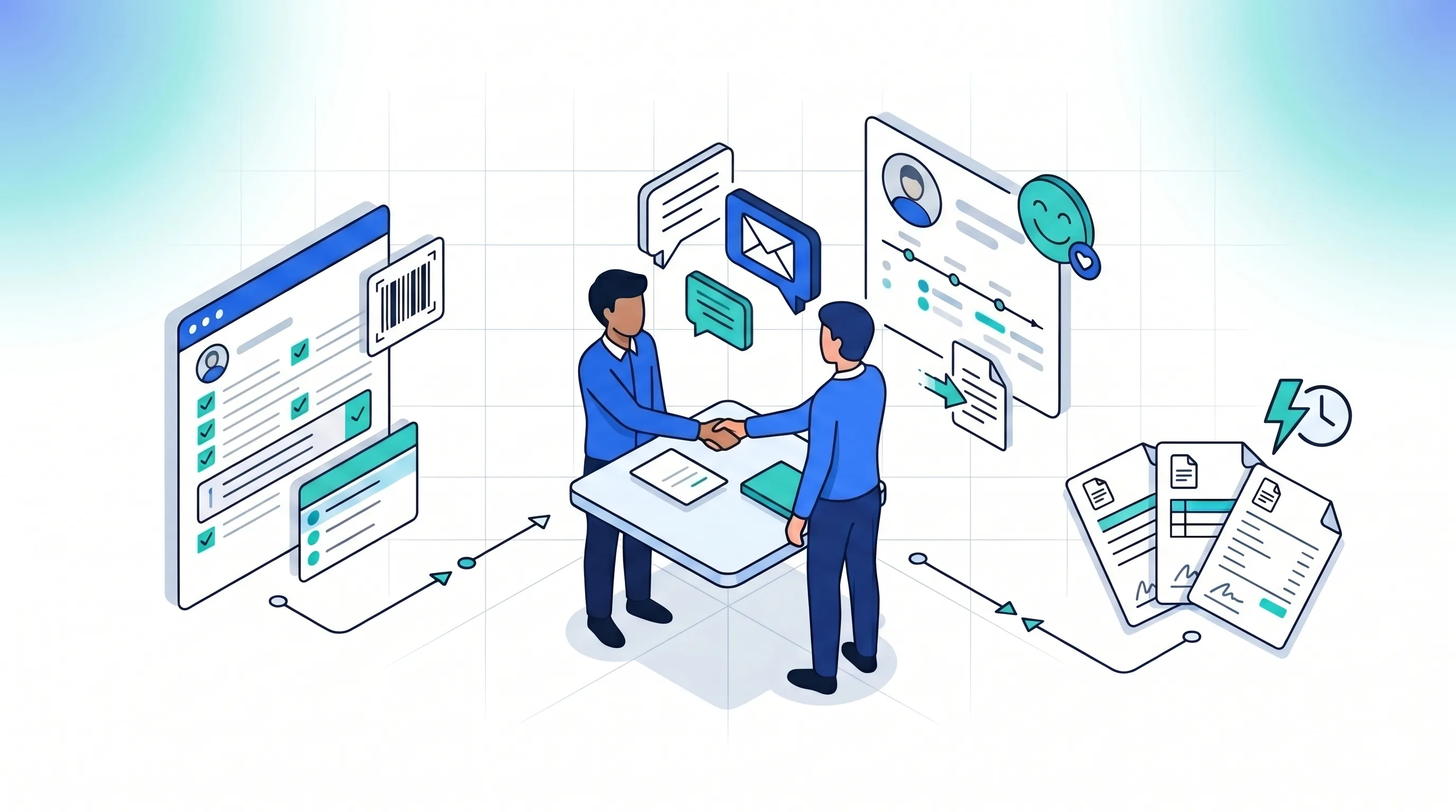 Saisie des ventes assistée dans Ventes 9000 : sélection produit par scan EAN, autocomplétion, pré-remplissage depuis l'historique client et édition rapide du bon de vente.