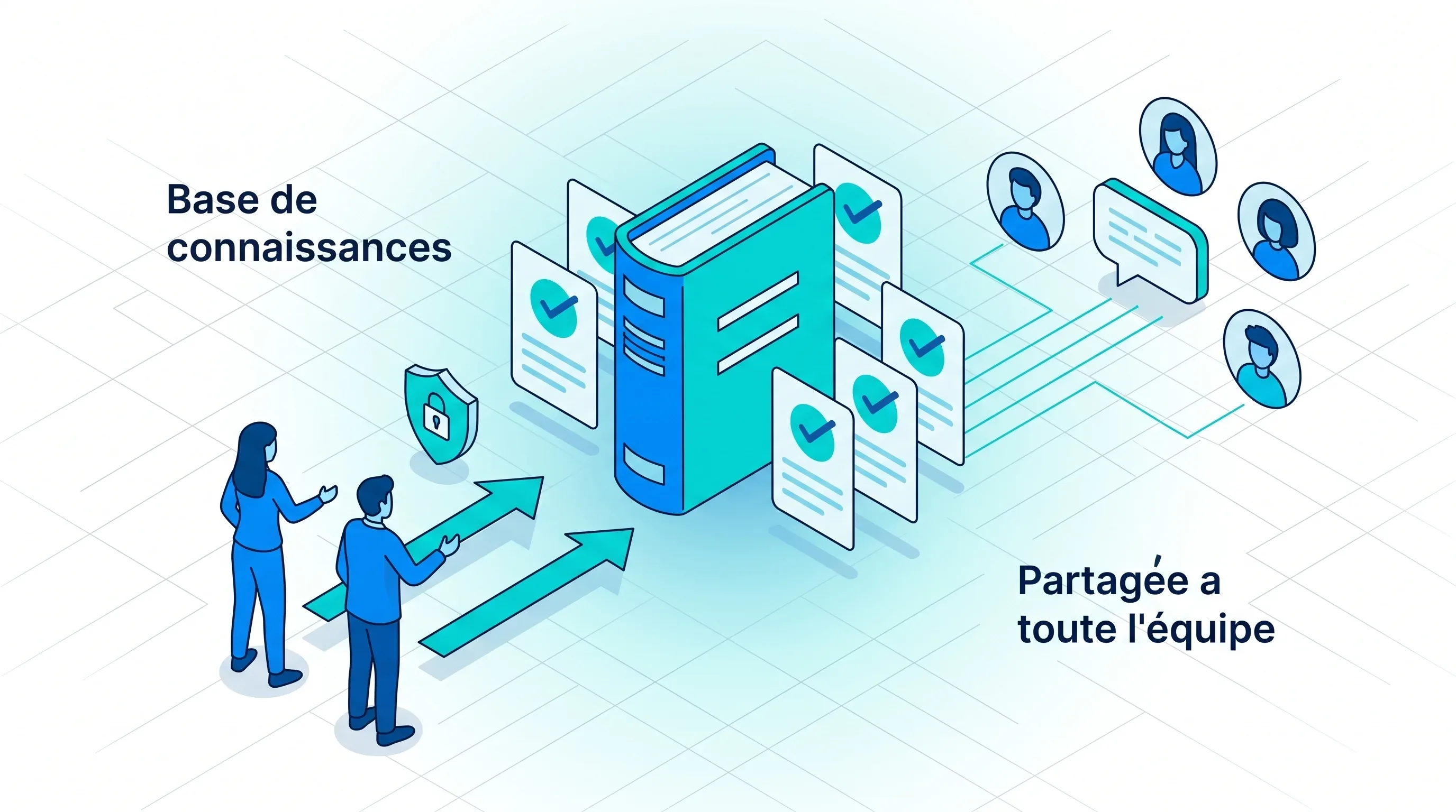 Base de connaissances collaborative Hotline IA : les intervenants alimentent une base centrale de solutions anonymisées (RGPD), partagée à toute l'équipe via le chatbot.