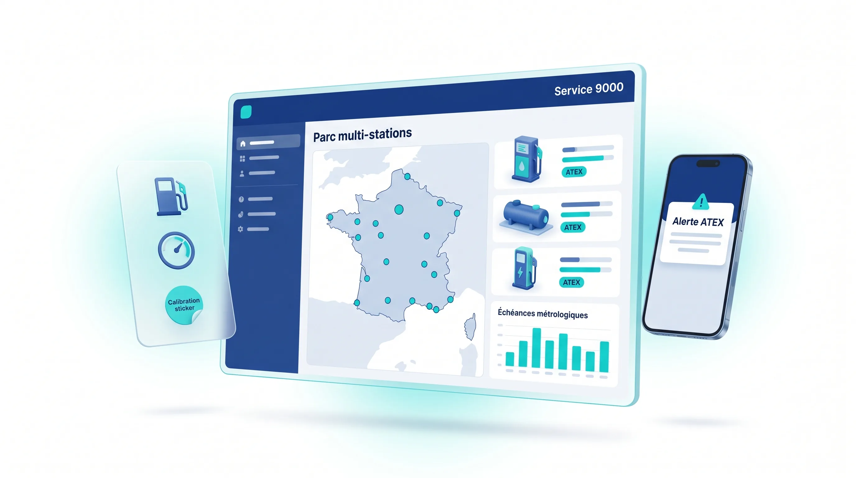 Tableau de bord Service 9000 pour le pilotage d'un parc de stations-service