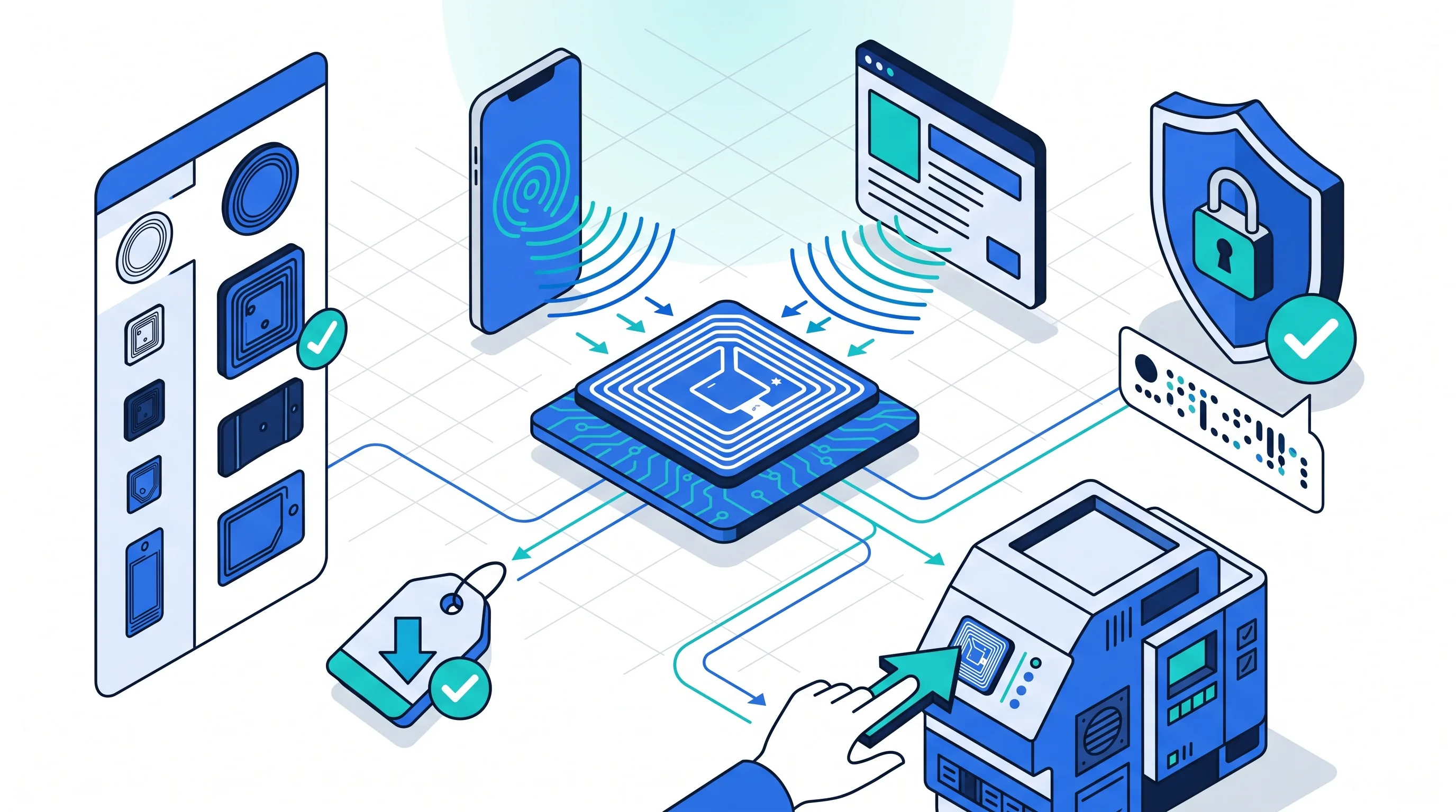 Programmation et encodage d'une étiquette NFC unique et infalsifiable pour identifier le matériel avec Service 9000.